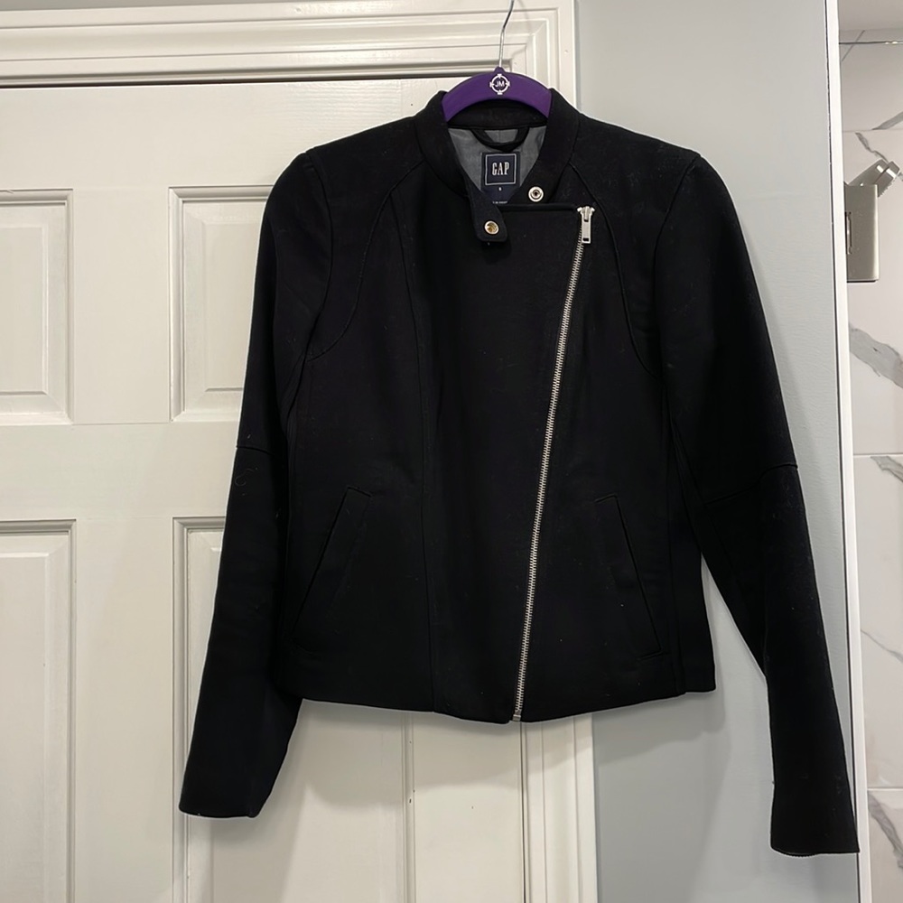 GAP Black Full-Zip Moto Jacket